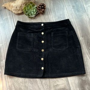 TWIK black Cord miniskirt - organic cotton.  Size L